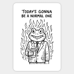Today’s Gonna Be a Normal One – Chaos Frog in Suit Coffee Meme Design Magnet